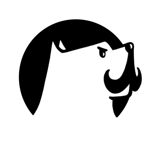 Logo created for  mustached dog label.